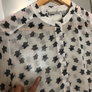 Halogen Button-Up Sheer Blouse